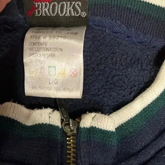 [L]Vintage Brooks Blue  Pull Over crew Neck Sweatshirt - Picture 3 of 7